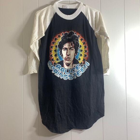 vintage 80s BRUCE SPRINGSTEEN The Boss Is Back double sided 3/4 sleeve tee shirt - Picture 2 of 7